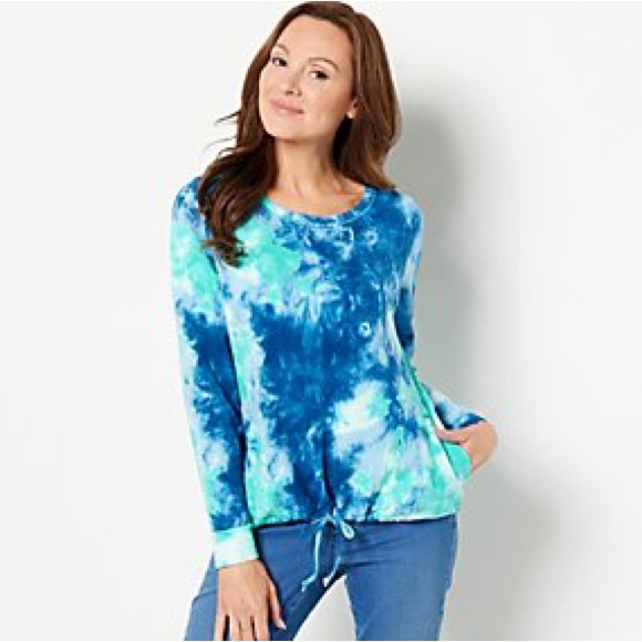 Belle Beach Tie Dye Scoop Neck Top.  Size M - Picture 2 of 10